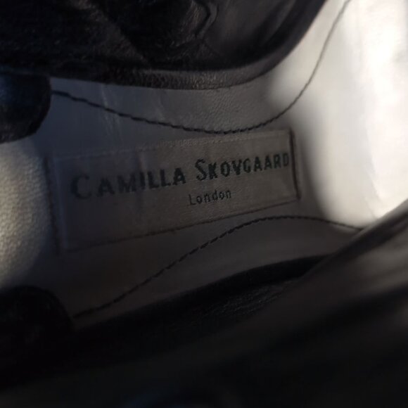 CAMILLA SKOVGAARD Cutout Booties Black SAW SOLE Leather Heels Womens Size 9 - Picture 8 of 11